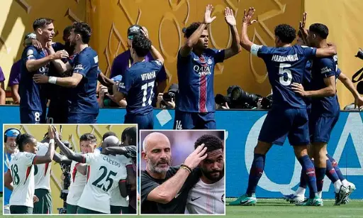 CHELSEA AND PSG PLAYERS CELEBRATING AFTER WINNING SEMI FINALS